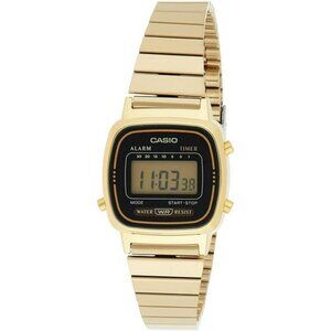 Unisex digital watch black gold waterproof stopwatch alarm stainless steel
